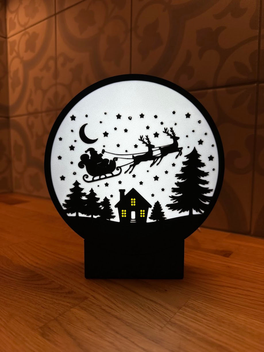 Ronde lightbox met Kerst thema