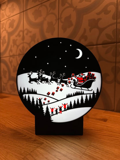 Ronde lightbox met Kerst thema