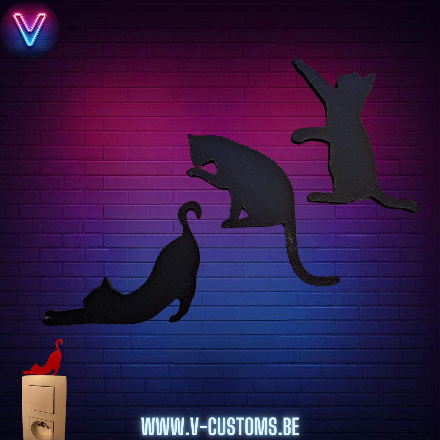 Decoratieve poesjes voor op schakelaars (3 stuks)